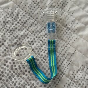 Striped Blue and Green Pacifier Clip